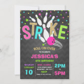Bowling Invitation Bowling Birthday Party Strike Kaart (Voorkant)