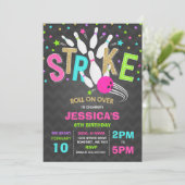 Bowling Invitation Bowling Birthday Party Strike Kaart (Staand voorkant)