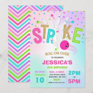 Bowling Invitation Bowling Birthday Party Strike Kaart