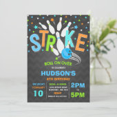 Bowling Invitation Bowling Birthday Party Strike Kaart (Staand voorkant)