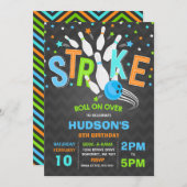 Bowling Invitation Bowling Birthday Party Strike Kaart (Voorkant / Achterkant)