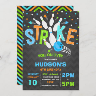 Bowling Invitation Bowling Birthday Party Strike Kaart