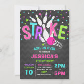 Bowling Invitation Bowling Birthday Party Strike Kaart (Voorkant)