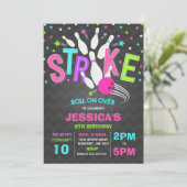 Bowling Invitation Bowling Birthday Party Strike Kaart (Staand voorkant)