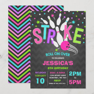 Bowling Invitation Bowling Birthday Party Strike Kaart