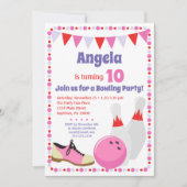 Bowling Invitation Girls Bowling Birthday Party Kaart (Voorkant)
