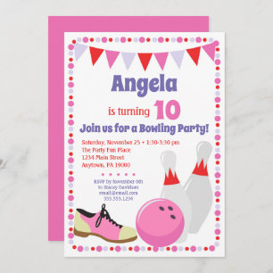 Bowling Invitation Girls Bowling Birthday Party Kaart