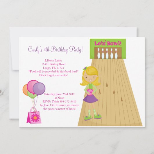 Bowling Invite Kaart (Voorkant)