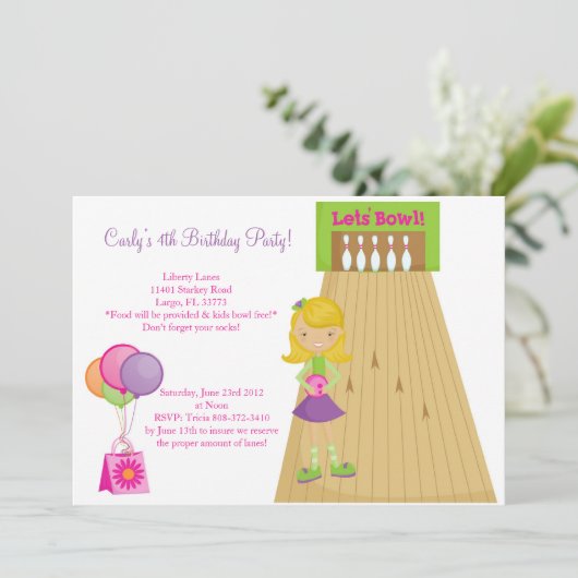 Bowling Invite Kaart (Staand voorkant)