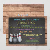 Bowling Invite Let's Bowl Chalkboard Kaart (Voorkant / Achterkant)