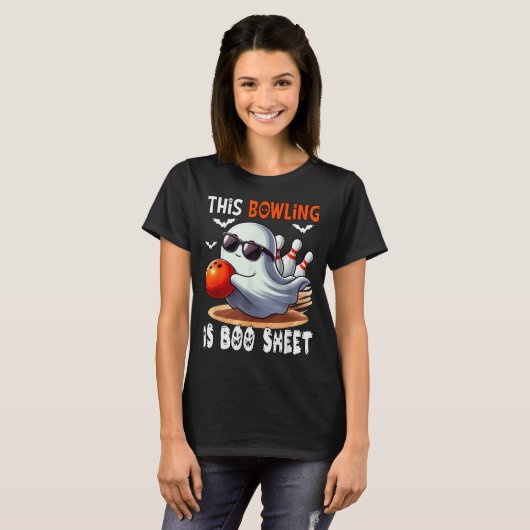 Bowling Is Boo Sheet Halloween Costume Player Team T-shirt (Voorkant volledig)