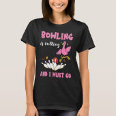Bowling Is Calling Flamingo Bowling Pins Strike Bo T-shirt (Voorkant)
