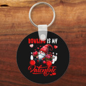 Bowling is mijn Valentijn gnoom Schattigee harten Sleutelhanger (Voorkant)