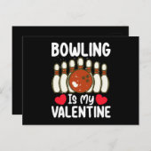 Bowling is mijn Valentijnsdag liefdeshart Briefkaart (Voorkant / Achterkant)