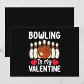 Bowling is mijn Valentijnsdag liefdeshart Kaart (Voorkant / Achterkant)