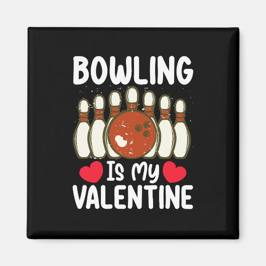 Bowling Is Mijn Valentijnsdag Liefdeshart Magneet (Voorkant)