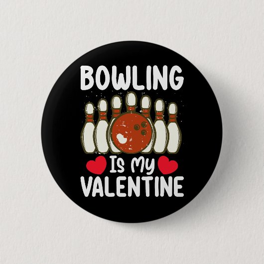 Bowling is mijn Valentijnsdag liefdeshart Ronde Button 5,7 Cm (Voorkant)