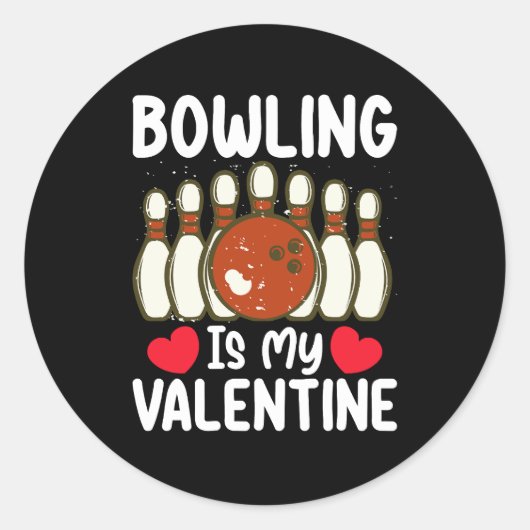 Bowling is mijn Valentijnsdag liefdeshart Ronde Sticker (Voorkant)