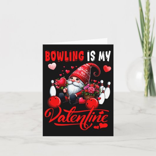 Bowling Is Mijn Valentijnskabouter Cute Harten Kos Kaart (Voorkant)