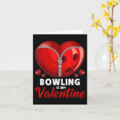 Bowling Is My Valentine Bowling Bal Hart Valenti Kaart (Gele Bloem)