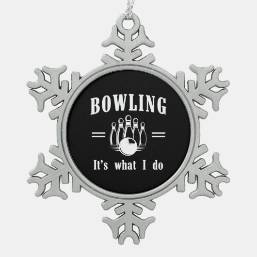 Bowling is wat ik doe tin sneeuwvlok ornament (Voorkant)