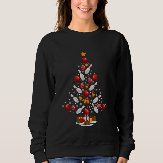 Bowling Kerstboom Grappige Bowling Lovers Novelt Trui (Voorkant)