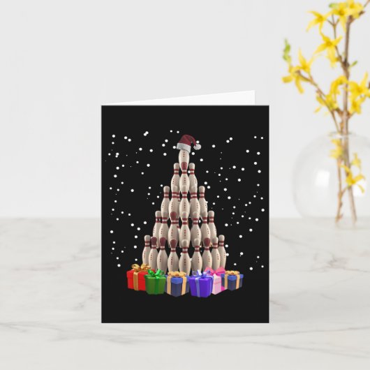 Bowling Kerstboom Grappige Kerstmis Matching Famil Kaart (Gele Bloem)