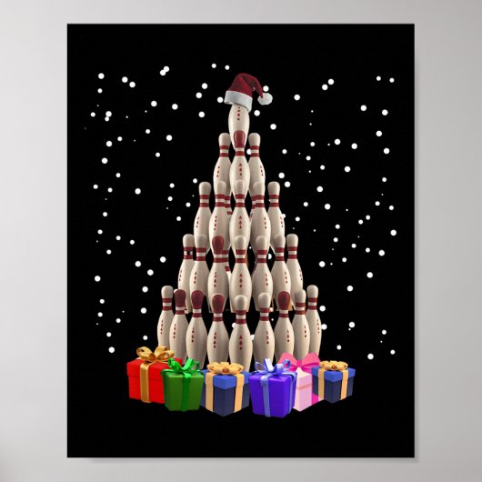 Bowling Kerstboom Grappige Kerstmis Matching Famil Poster (Voorkant)