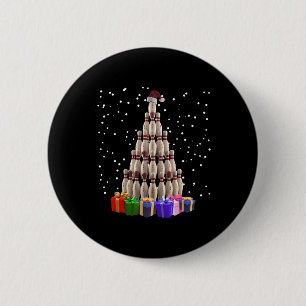 Bowling Kerstboom Grappige Kerstmis Matching Famil Ronde Button 5,7 Cm