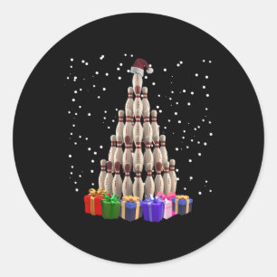 Bowling Kerstboom Grappige Kerstmis Matching Famil Ronde Sticker