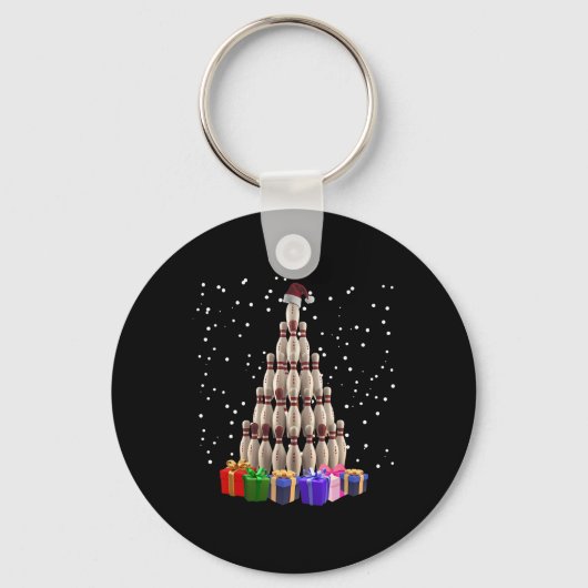 Bowling Kerstboom Grappige Kerstmis Matching Famil Sleutelhanger (Voorkant)