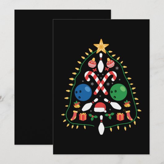 Bowling kerstboom kaart (Voorkant / Achterkant)