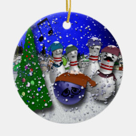 Bowling kerstcarol keramisch ornament