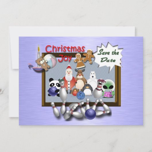 Bowling-kerstfeest Kaart (Voorkant)