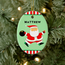 Bowling Kerstman Keramisch Ornament