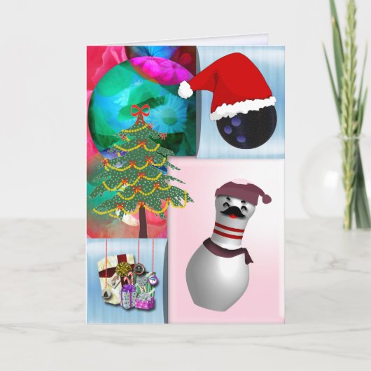 Bowling Kerstmis Feestdagen Kaart (Voorkant)