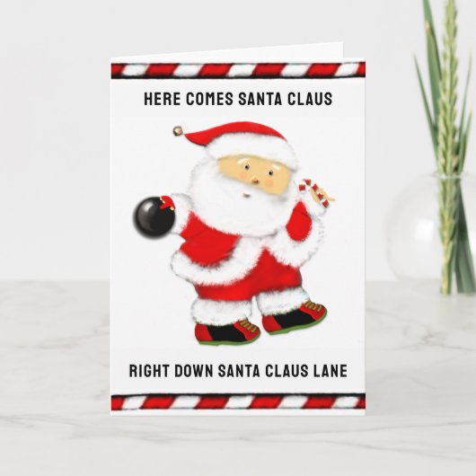 Bowling Kerstmis Feestdagen Kaart (Voorkant)