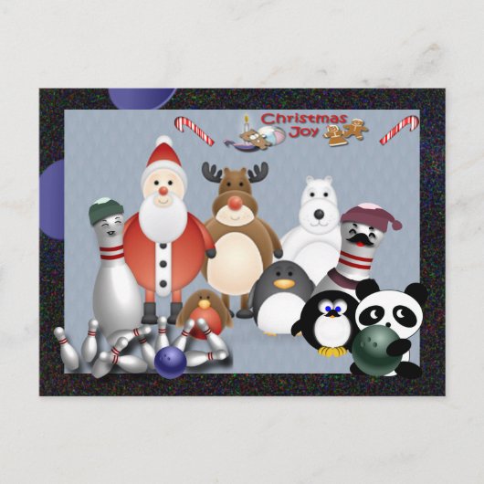 Bowling Kerstmis Feestdagenkaart (Voorkant)