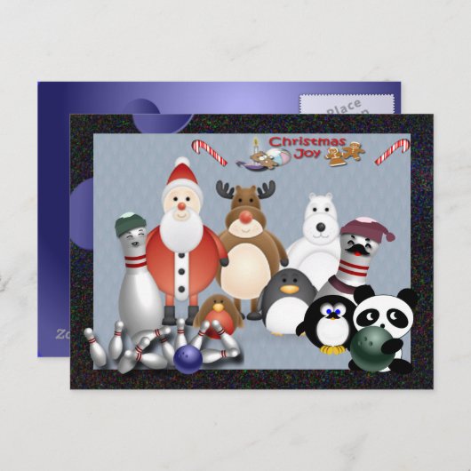 Bowling Kerstmis Feestdagenkaart (Voorkant / Achterkant)