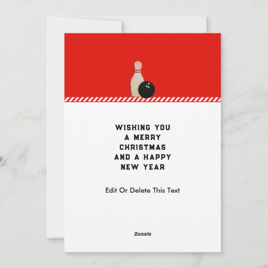 Bowling Kerstmis Feestdagenkaart (Achterkant)