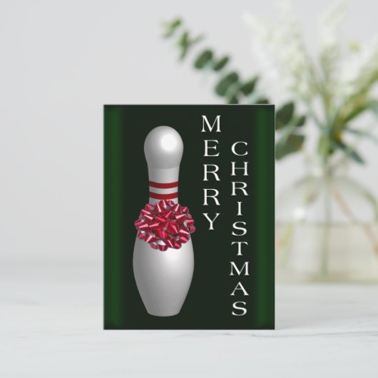 Bowling Kerstmis Feestdagenkaart (Staand voorkant)