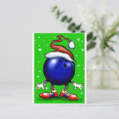 Bowling Kerstmis Feestdagenkaart (Staand voorkant)