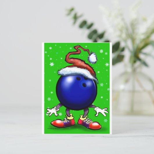 Bowling Kerstmis Feestdagenkaart (Staand voorkant)