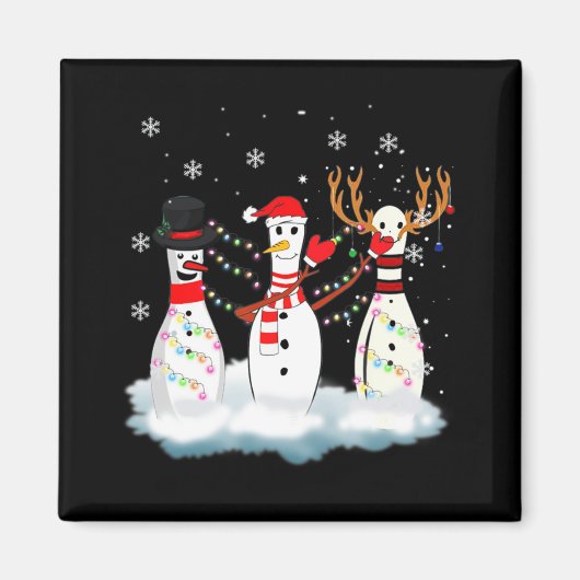 Bowling Kerstmis Pajama Lights Reindeer Santa Fun Magneet (Voorkant)