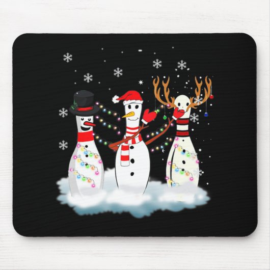 Bowling Kerstmis Pajama Lights Reindeer Santa Fun Muismat (Voorkant)