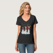 Bowling Kerstmis Pajama Lights Reindeer Santa Fun T-shirt (Voorkant volledig)