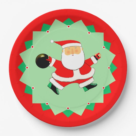 Bowling Kerstvakantie Feest Papieren Bordje (Voorkant)