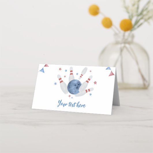 Bowling Kids Verjaardag Feest Eten Tent Place Card Plaatskaartje (Voorkant)
