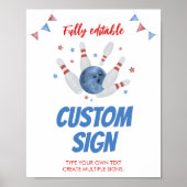 Bowling Kids Verjaardag Feesttafel Teken Poster (Voorkant)