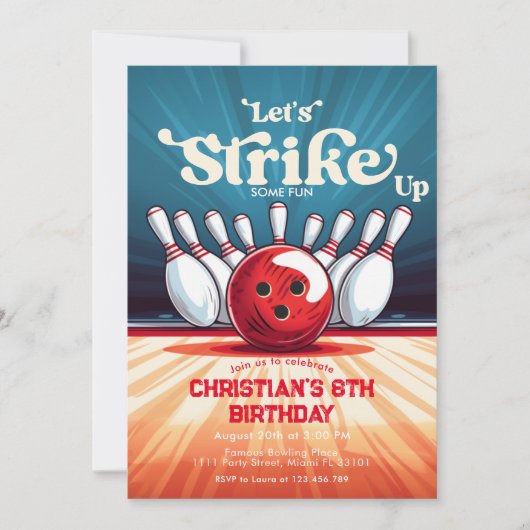 Bowling Kids Verjaardagsfeestje Kaart (Voorkant)